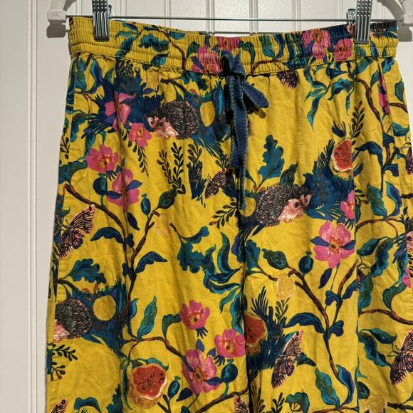 Anthropologie Nathalie Lete Floral Hedgehog Lounge Pants Size Small - Picture 3 of 7